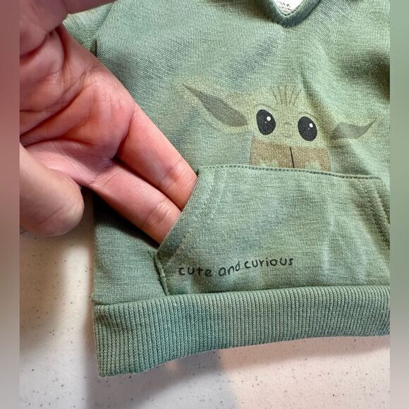 Star Wars Baby Yoda Sherpa-Lined Hoody Pull Over Sweater w/Pocket 0-3 Months - Picture 6 of 6